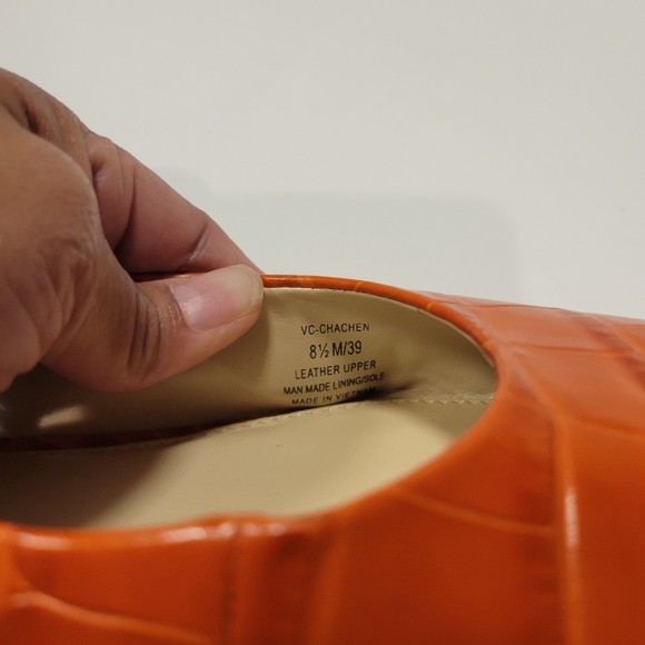 Vince Camuto Orange Croc-Embossed Flats - Picture 5 of 9